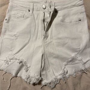 Women's Distressed White Denim Shorts